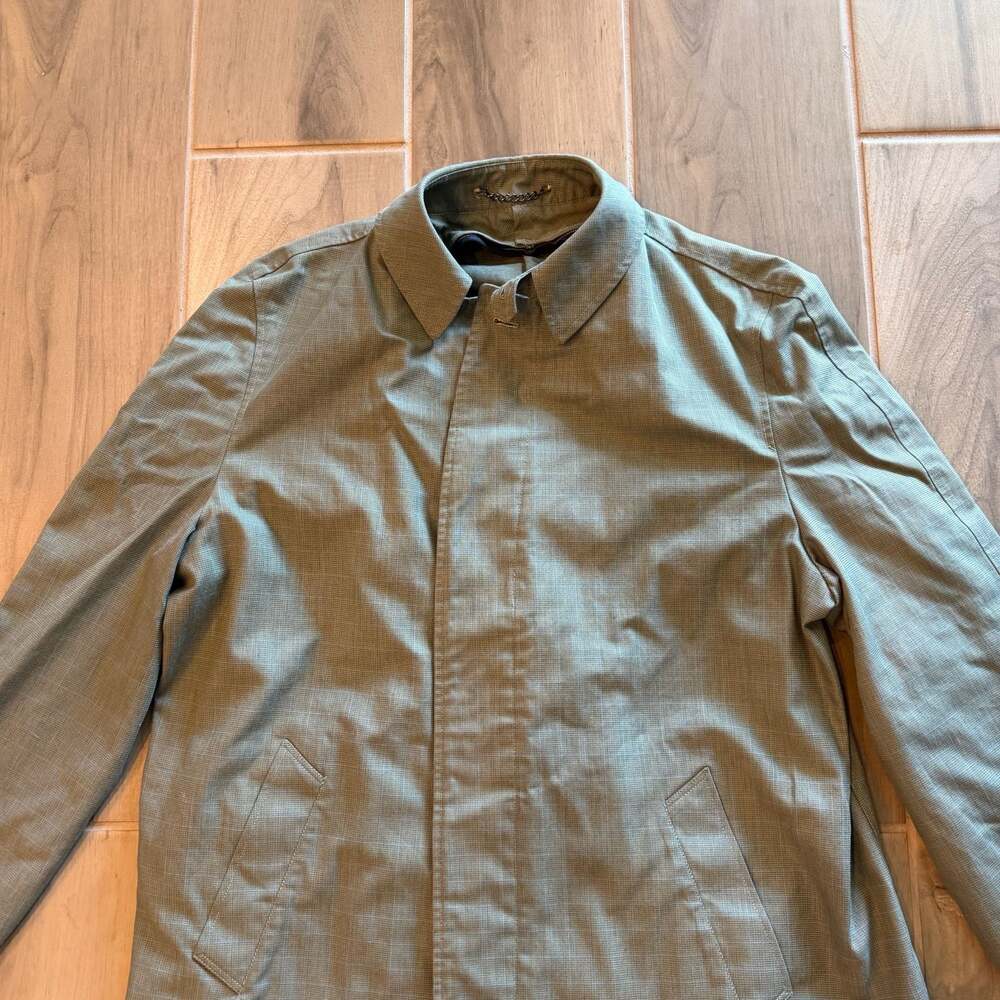 Vintage WeatherRogue Green Patterned Trench Coat Rain Jacket 42